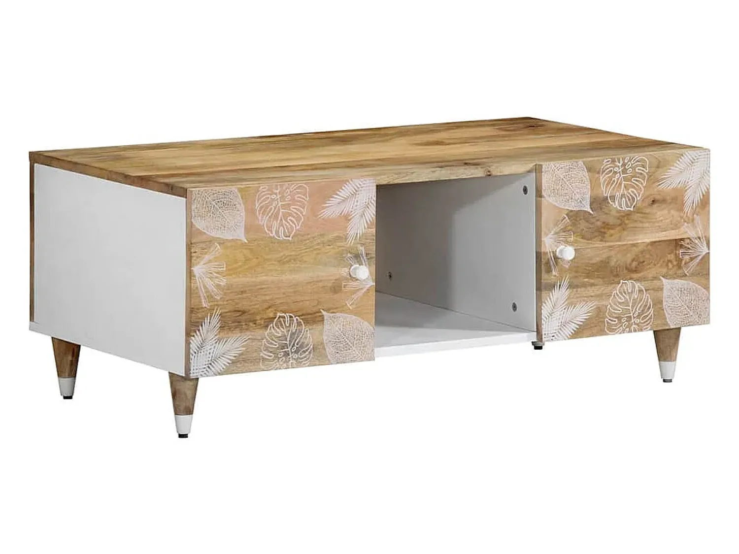 Mesa De Centro* Mesa de centro | Mesa de apoio | Mesa de café 100x54x40 cm madeira de mangueira maciça Castanho