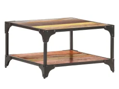 Mesa De Centro| Mesa de centro | Mesa de apoio | Mesa de café 60x60x35 cm madeira recuperada maciça Multicor