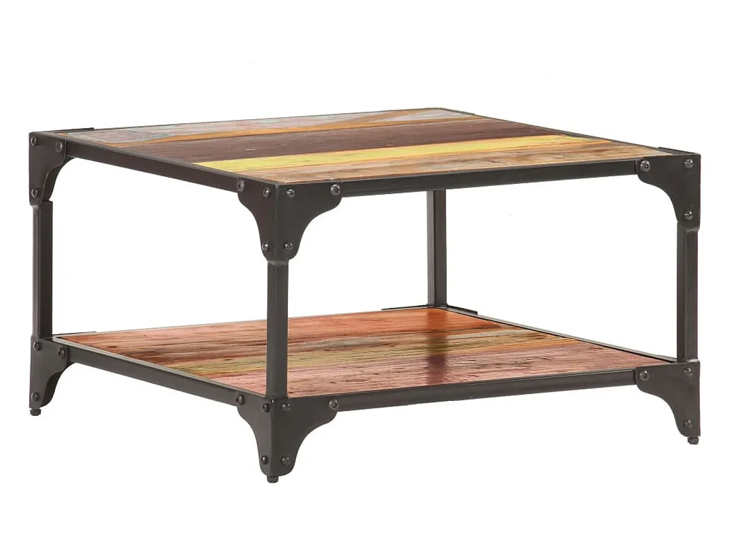 Mesa De Centro| Mesa de centro | Mesa de apoio | Mesa de café 60x60x35 cm madeira recuperada maciça Multicor