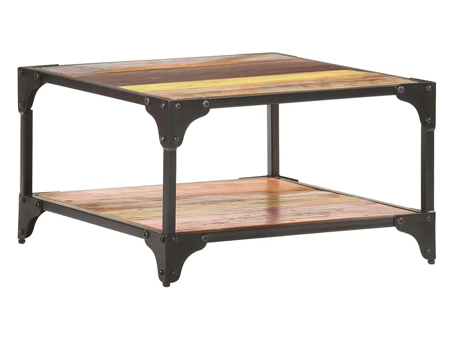 Mesa De Centro| Mesa de centro | Mesa de apoio | Mesa de café 60x60x35 cm madeira recuperada maciça Multicor