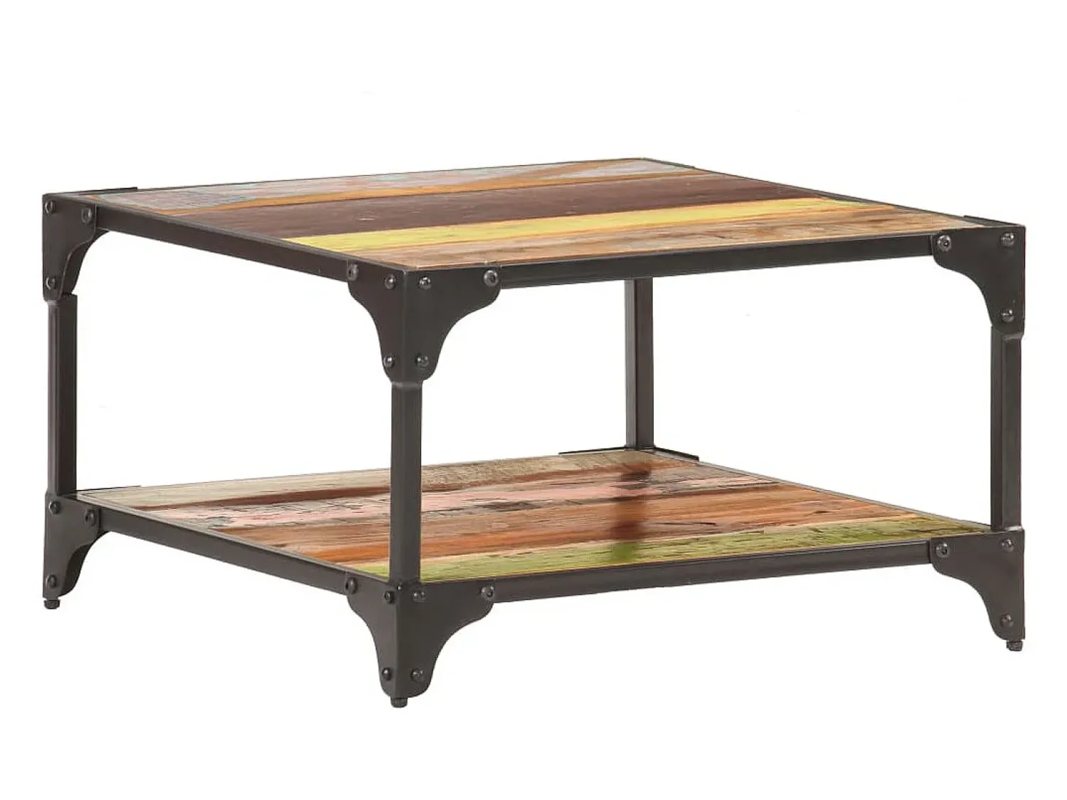 Mesa De Centro| Mesa de centro | Mesa de apoio | Mesa de café 60x60x35 cm madeira recuperada maciça Multicor