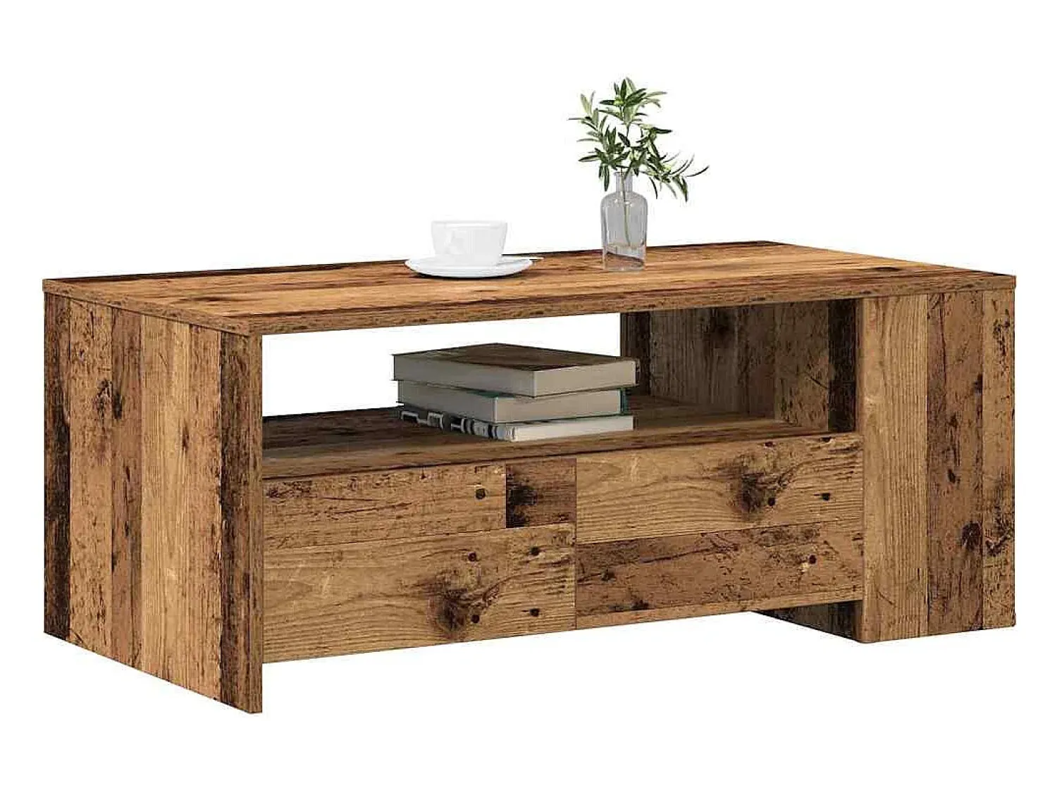 Mesa De Centro* Mesa de centro | Mesa de apoio with Drawer Madeira antiga 102x55x43.5 cm Castanho