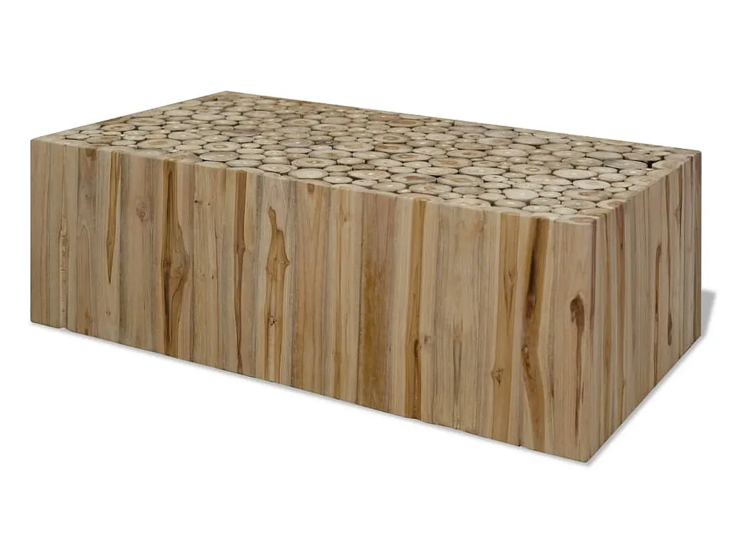 Mesa de centro | Mesa de apoio em madeira de teca genuína 90x50x30 cm Castanho