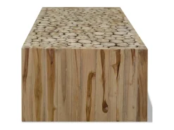 Mesa de centro | Mesa de apoio em madeira de teca genuína 90x50x30 cm Castanho
