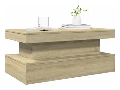 Discount Mesa de centro | Mesa de apoio com luzes LED 90x50x40 cm carvalho sonoma Castanho