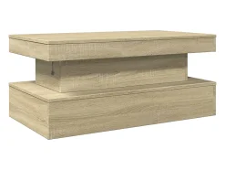 Discount Mesa de centro | Mesa de apoio com luzes LED 90x50x40 cm carvalho sonoma Castanho