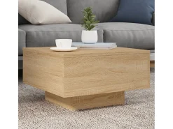 Discount Mesa de centro | Mesa de apoio com luzes LED 55x55x31 cm carvalho sonoma Castanho