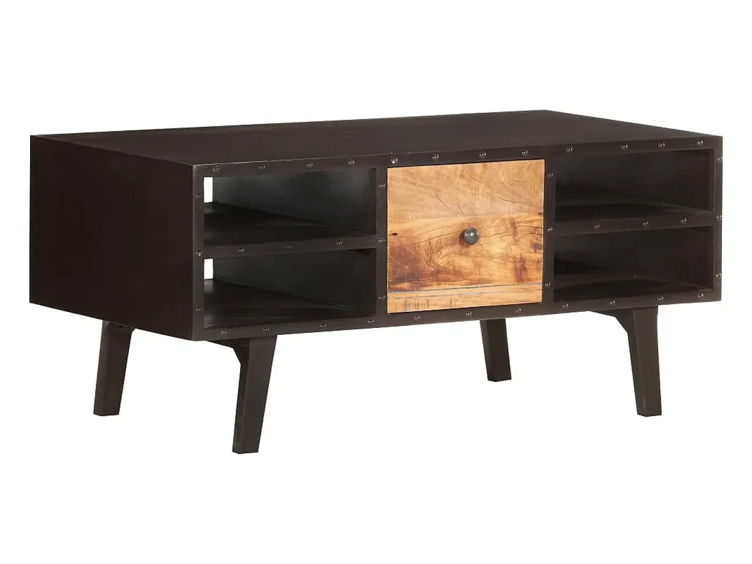 Mesa De Centro| Mesa de centro | Mesa de apoio | Mesa de café 100x50x45 cm madeira recuperada maciça Preto