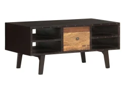 Mesa De Centro| Mesa de centro | Mesa de apoio | Mesa de café 100x50x45 cm madeira recuperada maciça Preto