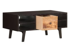 Mesa De Centro| Mesa de centro | Mesa de apoio | Mesa de café 100x50x45 cm madeira recuperada maciça Preto