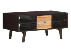 Mesa De Centro| Mesa de centro | Mesa de apoio | Mesa de café 100x50x45 cm madeira recuperada maciça Preto