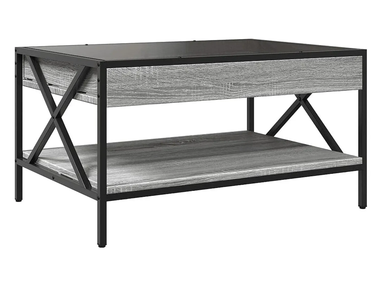 Mesa De Centro* Mesa de centro | Mesa de apoio luzes LED Infinity 70x50x38 cm sonoma Cinzento