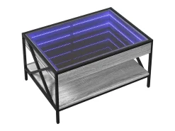 Mesa De Centro* Mesa de centro | Mesa de apoio luzes LED Infinity 70x50x38 cm sonoma Cinzento