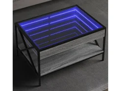 Mesa De Centro* Mesa de centro | Mesa de apoio luzes LED Infinity 70x50x38 cm sonoma Cinzento