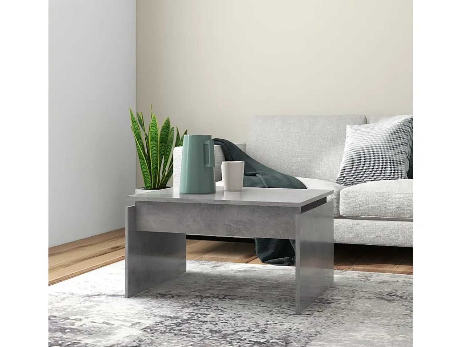 Outlet Mesa de centro | Mesa de apoio 68x50x38 cm derivados madeira cimento Cinzento