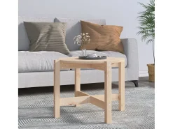 Mesa De Centro| Mesa de centro | Mesa de apoio Ø 62.5x45 cm madeira de pinho maciça Castanho