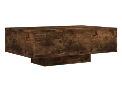 Mesa De Centro* Mesa de centro | Mesa de apoio | Mesa de café com luzes LED 85x55x31 cm carvalho fumado Castanho