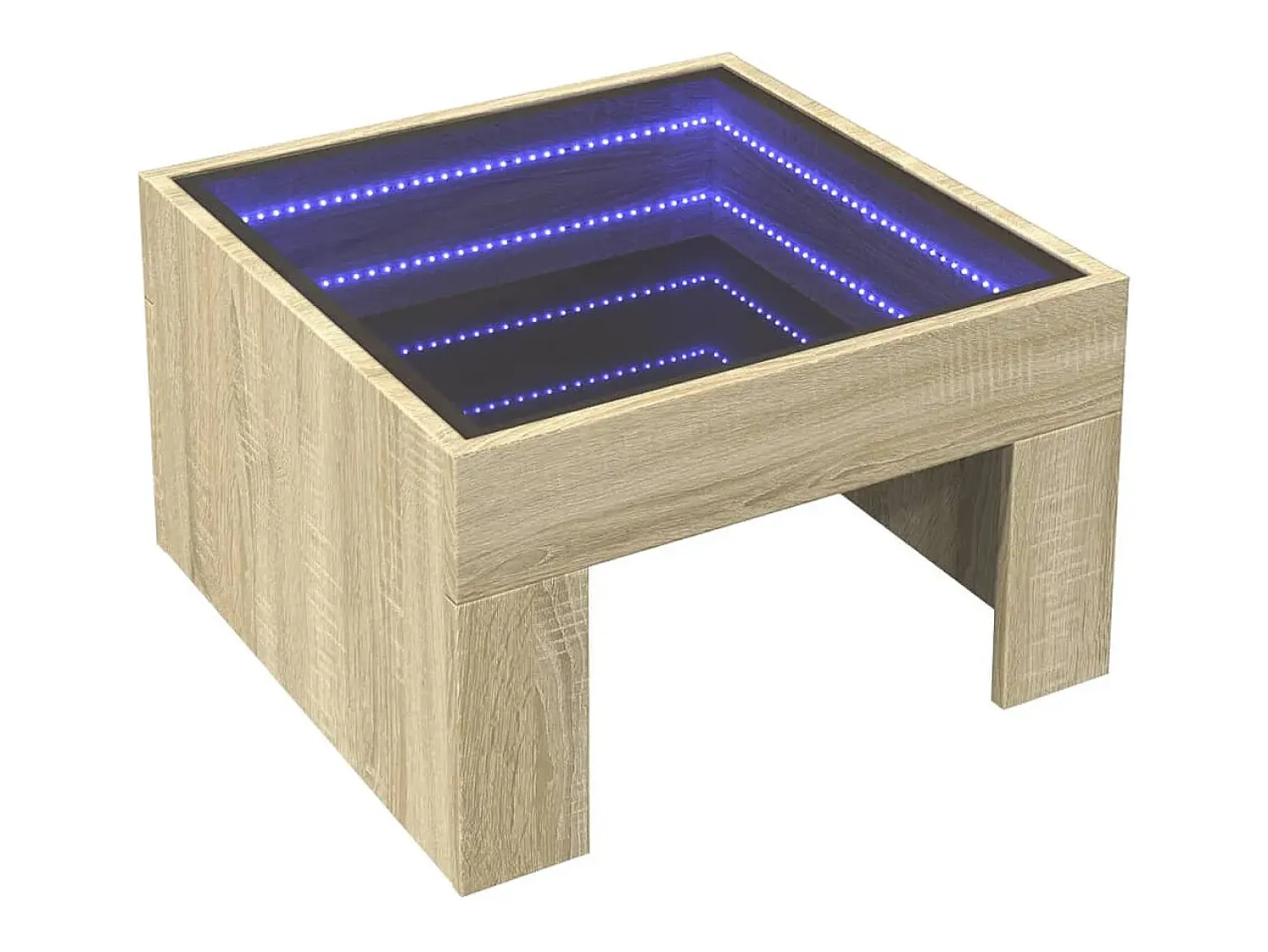 Mesa De Centro* Mesa de centro | Mesa de apoio luzes LED Infinity 50x50x30 cm carvalho sonoma Castanho