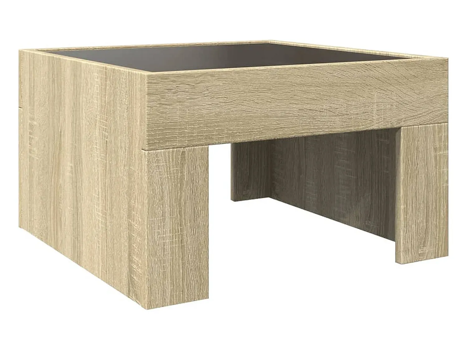 Mesa De Centro* Mesa de centro | Mesa de apoio luzes LED Infinity 50x50x30 cm carvalho sonoma Castanho