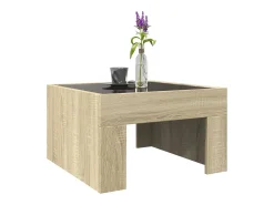 Mesa De Centro* Mesa de centro | Mesa de apoio luzes LED Infinity 50x50x30 cm carvalho sonoma Castanho