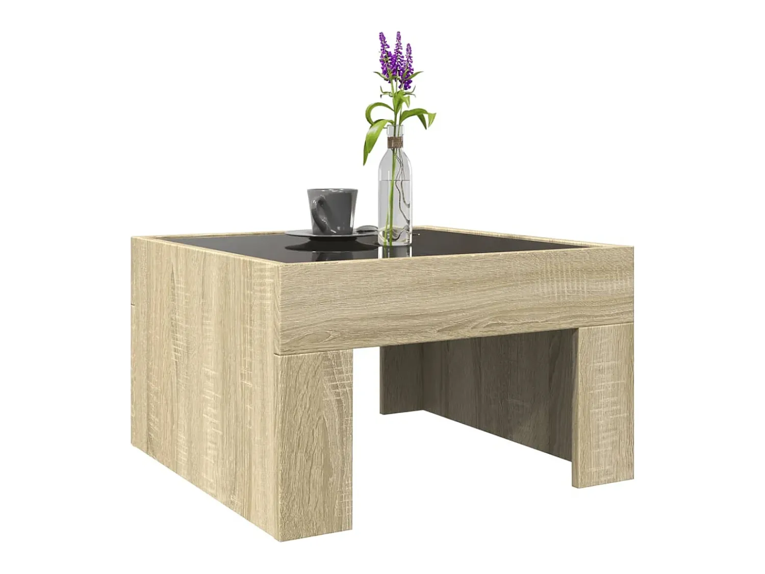 Mesa De Centro* Mesa de centro | Mesa de apoio luzes LED Infinity 50x50x30 cm carvalho sonoma Castanho