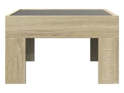 Mesa De Centro* Mesa de centro | Mesa de apoio luzes LED Infinity 50x50x30 cm carvalho sonoma Castanho