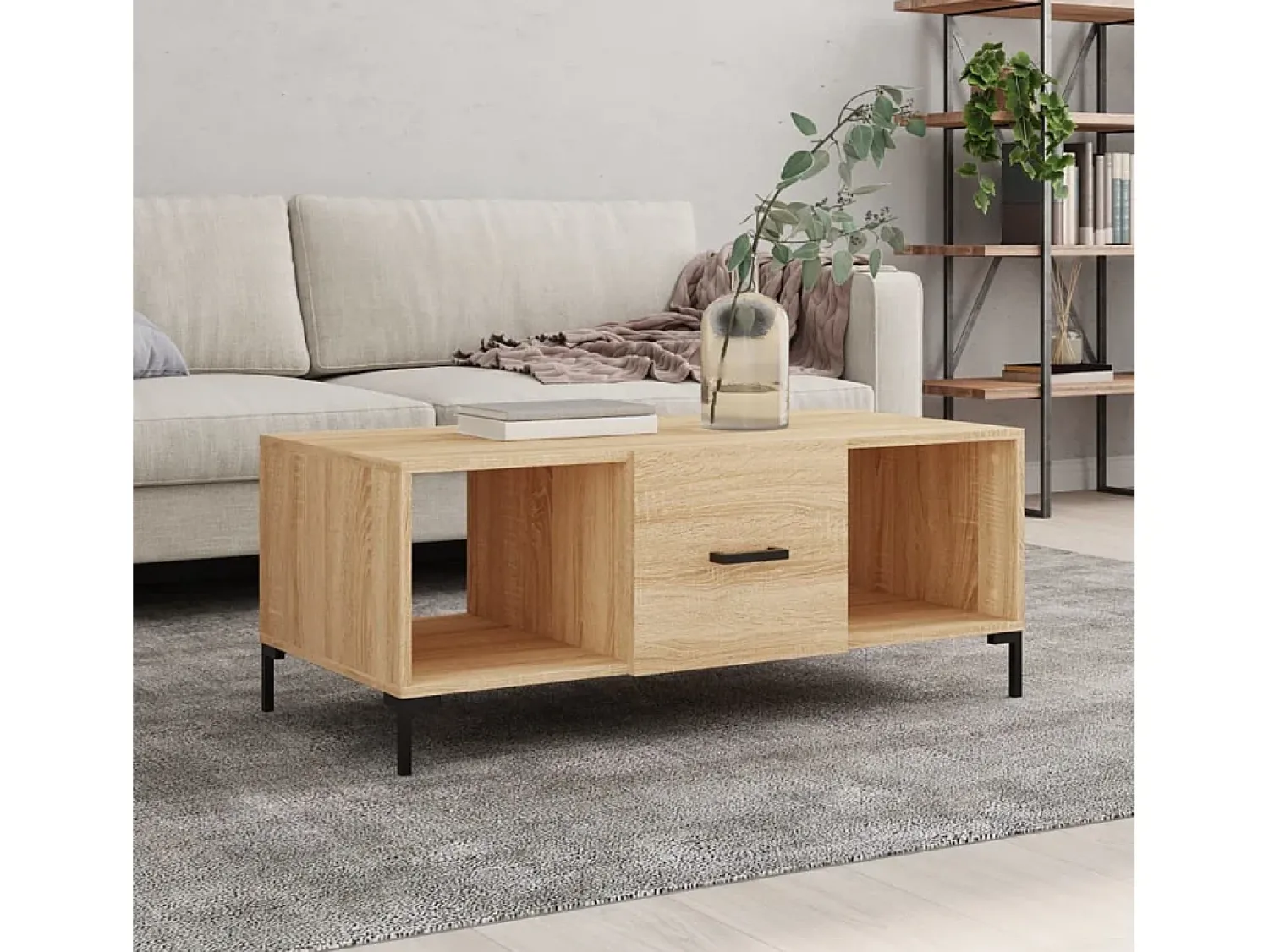 New Mesa de centro | Mesa de apoio 102x50x40 derivados de madeira carvalho sonoma Castanho