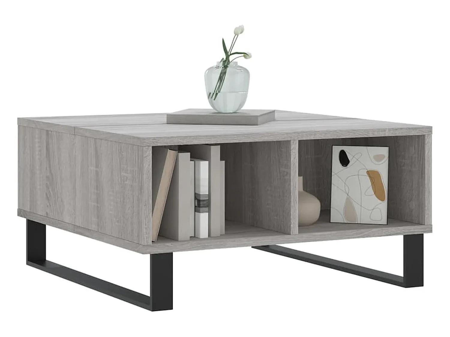 Mesa De Centro* Mesa de centro | Mesa de apoio 60x60x30 cm derivados de madeira sonoma Cinzento