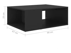 Mesa De Centro* Mesa de centro | Mesa de apoio 90x67x33 cm derivados de madeira Preto