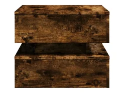 Mesa De Centro* Mesa de centro | Mesa de apoio com luzes LED 50x50x40 cm carvalho fumado Castanho