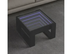 Mesa De Centro| Mesa de centro | Mesa de apoio luzes LED Infinity 50x53x30 cm Preto