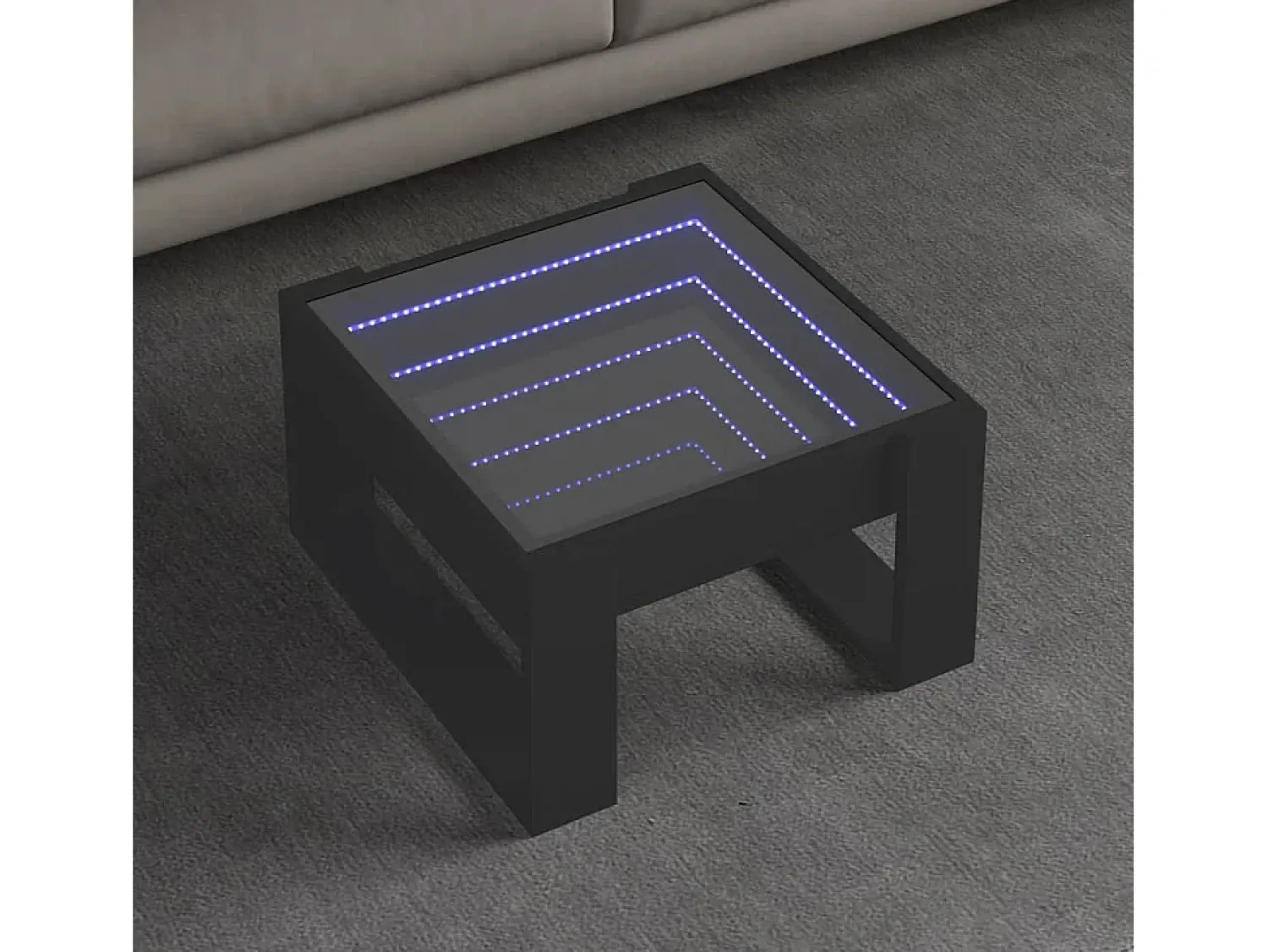 Mesa De Centro| Mesa de centro | Mesa de apoio luzes LED Infinity 50x53x30 cm Preto