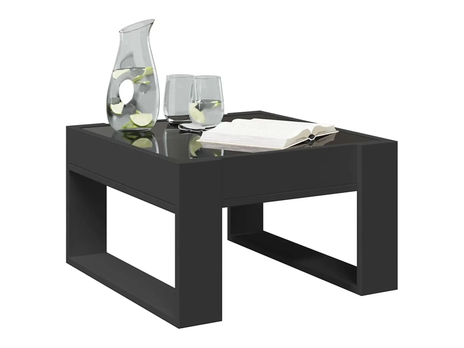 Mesa De Centro| Mesa de centro | Mesa de apoio luzes LED Infinity 50x53x30 cm Preto