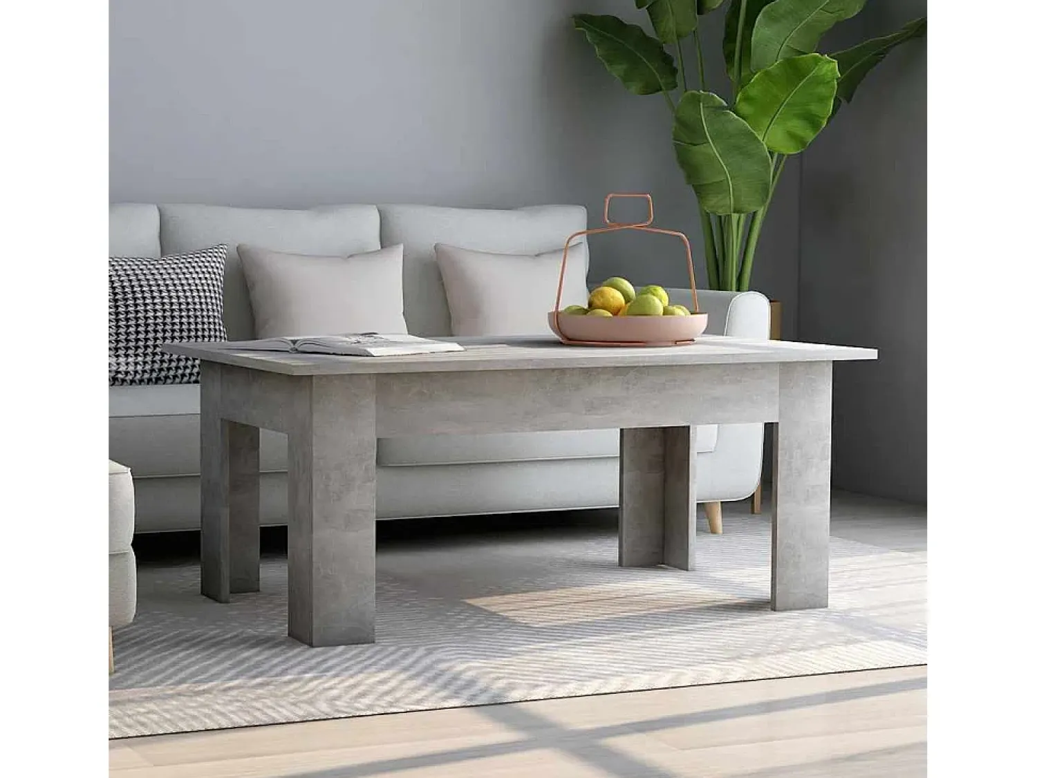 Mesa De Centro| Mesa de centro | Mesa de apoio 100x60x42 cm derivados madeira cimento Cinzento