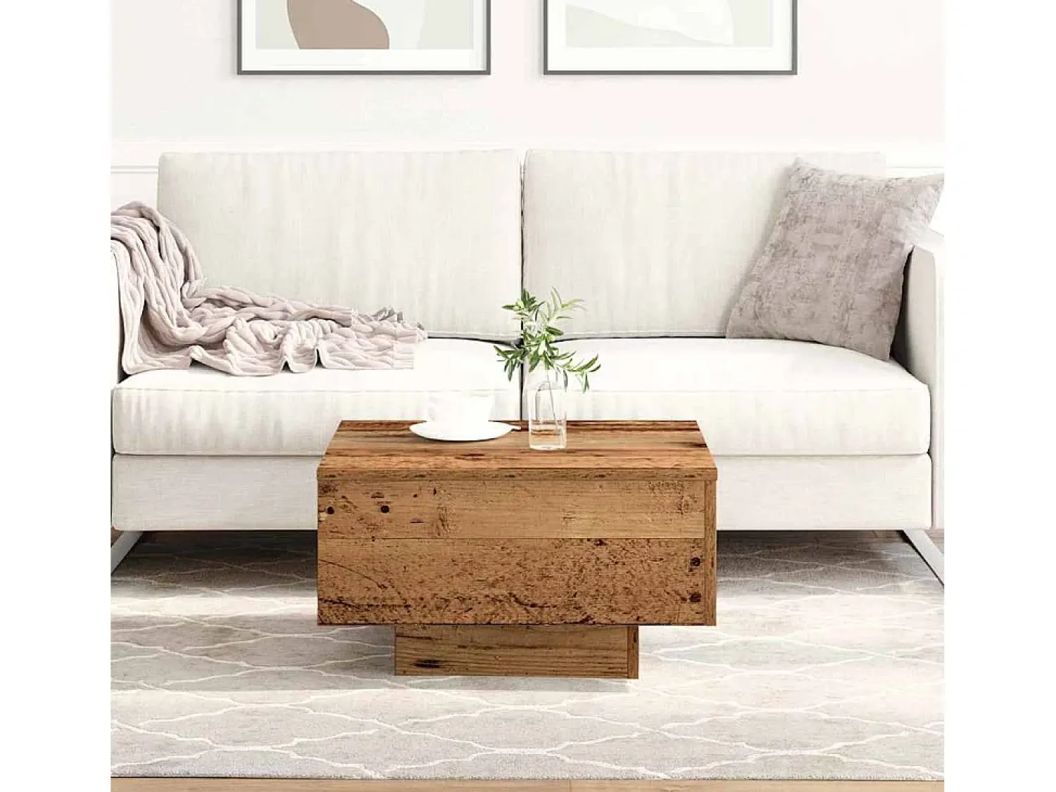 Mesa de centro | Mesa de apoio Madeira antiga 55x55x31 cm^ Mesa De Centro