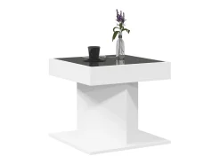 Mesa De Centro| Mesa de centro | Mesa de apoio c/ LEDs 50x50x45cm derivados de madeira Branco