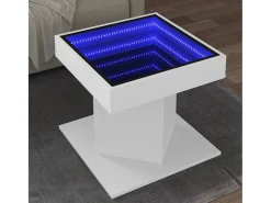 Mesa De Centro| Mesa de centro | Mesa de apoio c/ LEDs 50x50x45cm derivados de madeira Branco