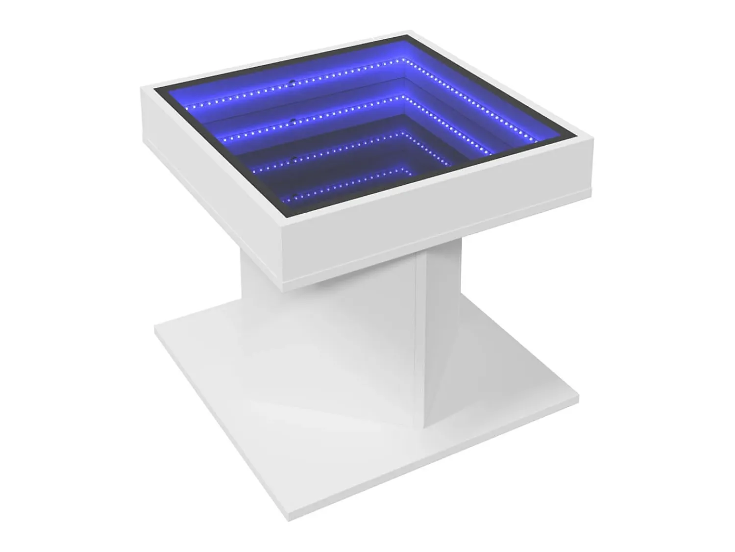 Mesa De Centro| Mesa de centro | Mesa de apoio c/ LEDs 50x50x45cm derivados de madeira Branco