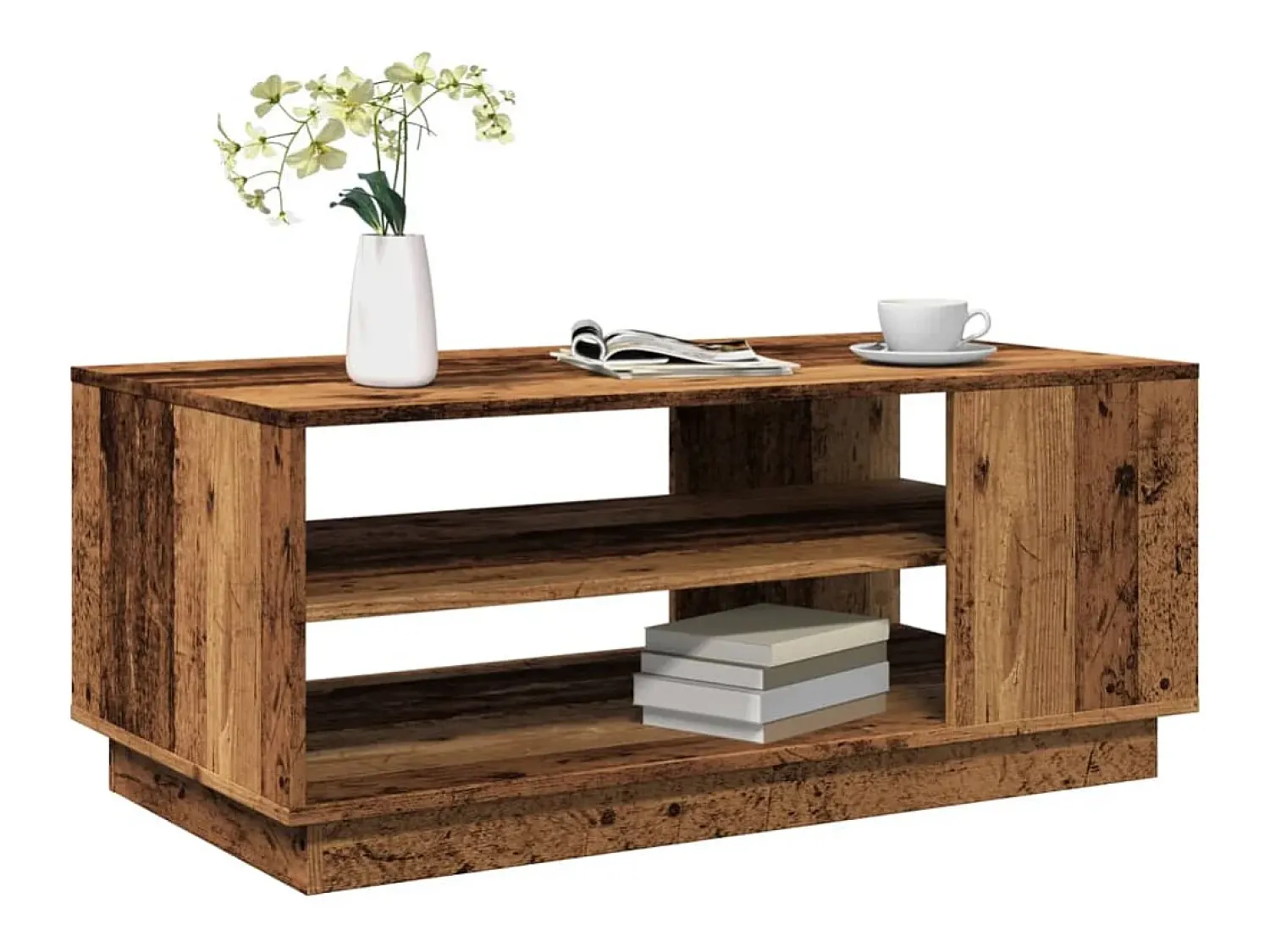 Mesa De Centro| Mesa de centro | Mesa de apoio | Mesa de café 102x55x43 cm derivados de madeira madeira velha Castanho