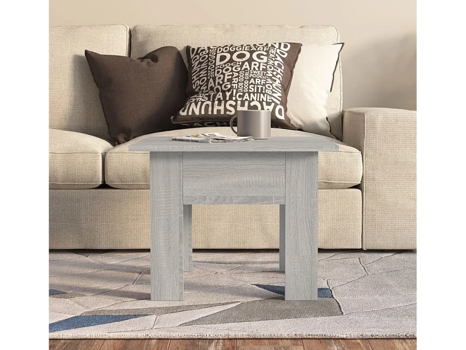 Mesa de centro | Mesa de apoio 55x55x42 cm aglomerado cor sonoma^ Mesa De Centro
