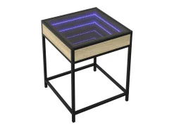 Mesa De Centro* Mesa de centro | Mesa de apoio luzes LED Infinity 40x40x51 cm carvalho sonoma Castanho