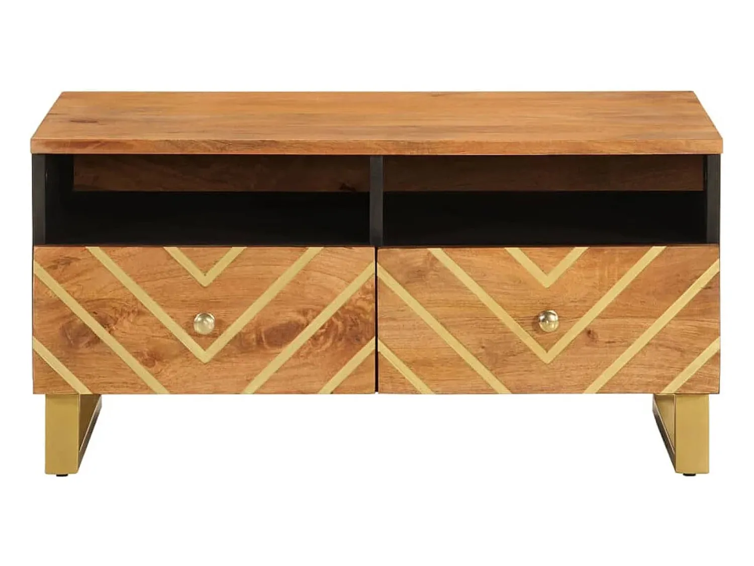 Mesa De Centro* Mesa de centro | Mesa de apoio 80x54x40 cm mangueira maciça e preto Castanho