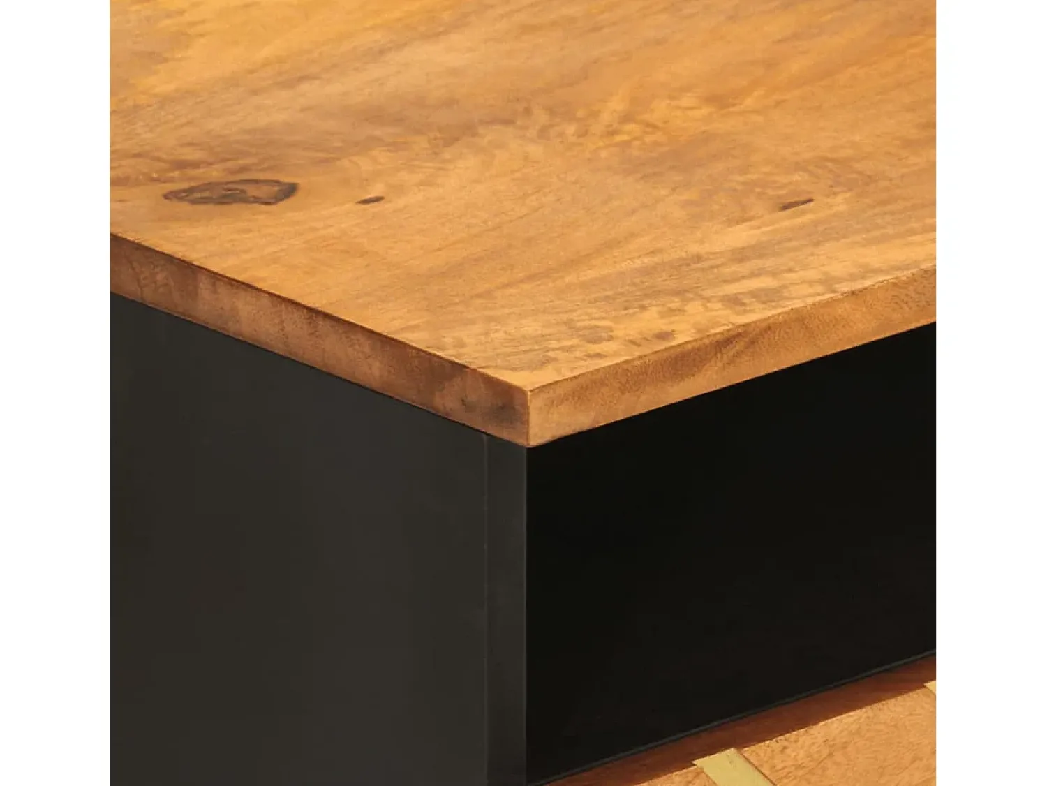 Mesa De Centro* Mesa de centro | Mesa de apoio 80x54x40 cm mangueira maciça e preto Castanho
