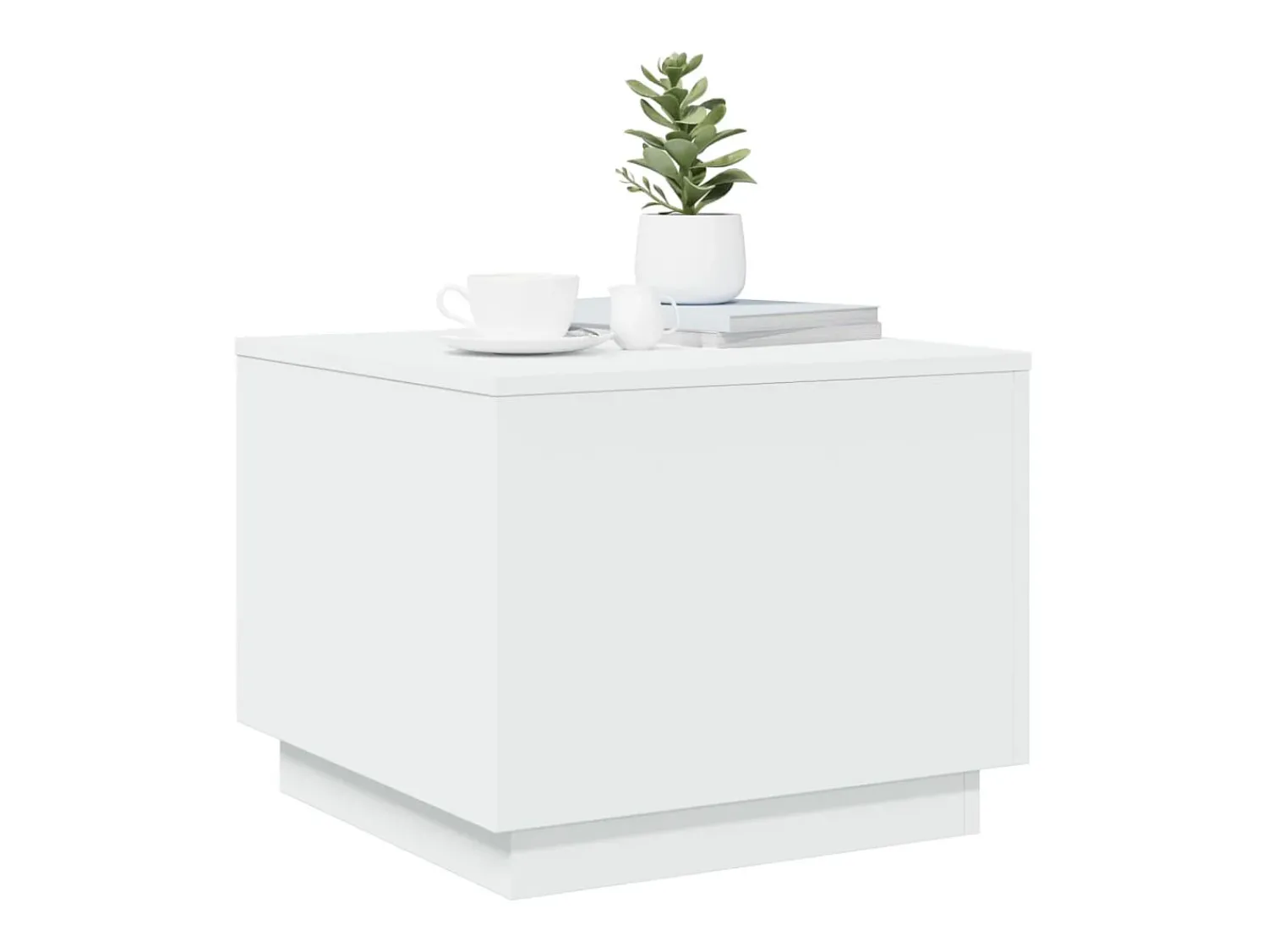 New Mesa de centro | Mesa de apoio com luzes LED 50x50x40 cm Branco