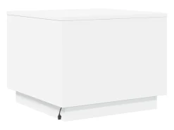 New Mesa de centro | Mesa de apoio com luzes LED 50x50x40 cm Branco