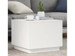New Mesa de centro | Mesa de apoio com luzes LED 50x50x40 cm Branco