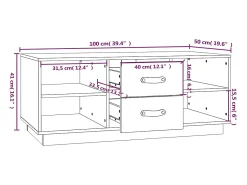 Best Mesa de centro | Mesa de apoio 100x50x41 cm pinho maciço cinza Cinzento