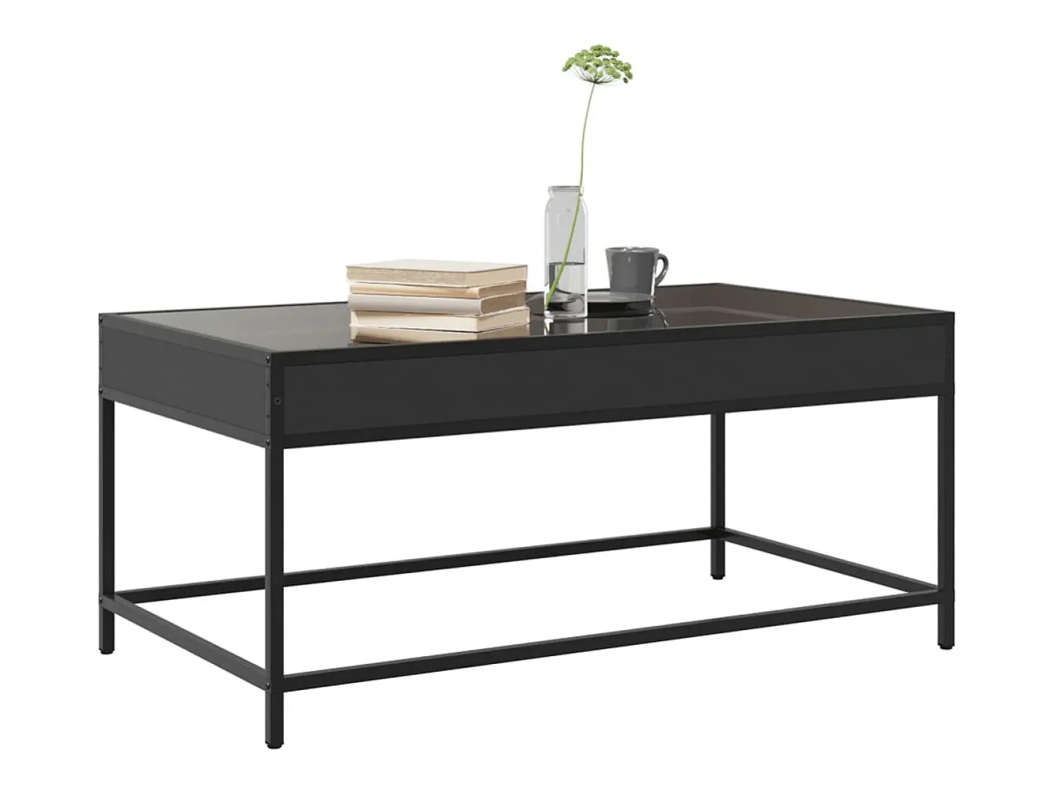 Best Mesa de centro | Mesa de apoio luzes LED Infinity 90x50x41 cm Preto
