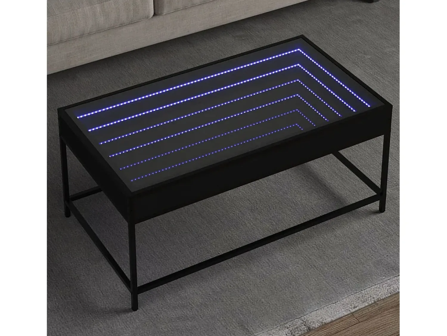 Best Mesa de centro | Mesa de apoio luzes LED Infinity 90x50x41 cm Preto