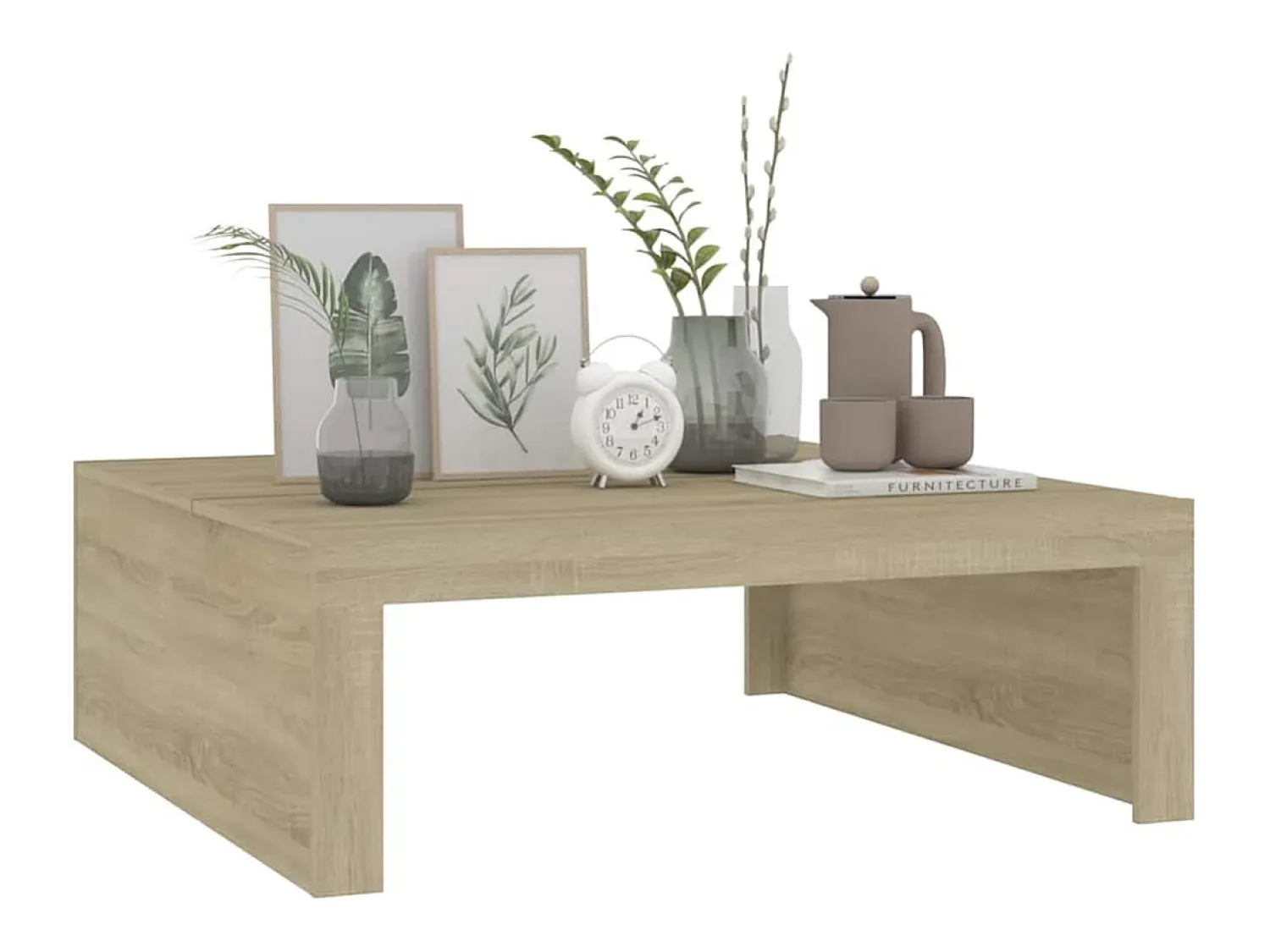 Mesa de centro | Mesa de apoio 100x100x35 cm derivados madeira carvalho sonoma^ Mesa De Centro
